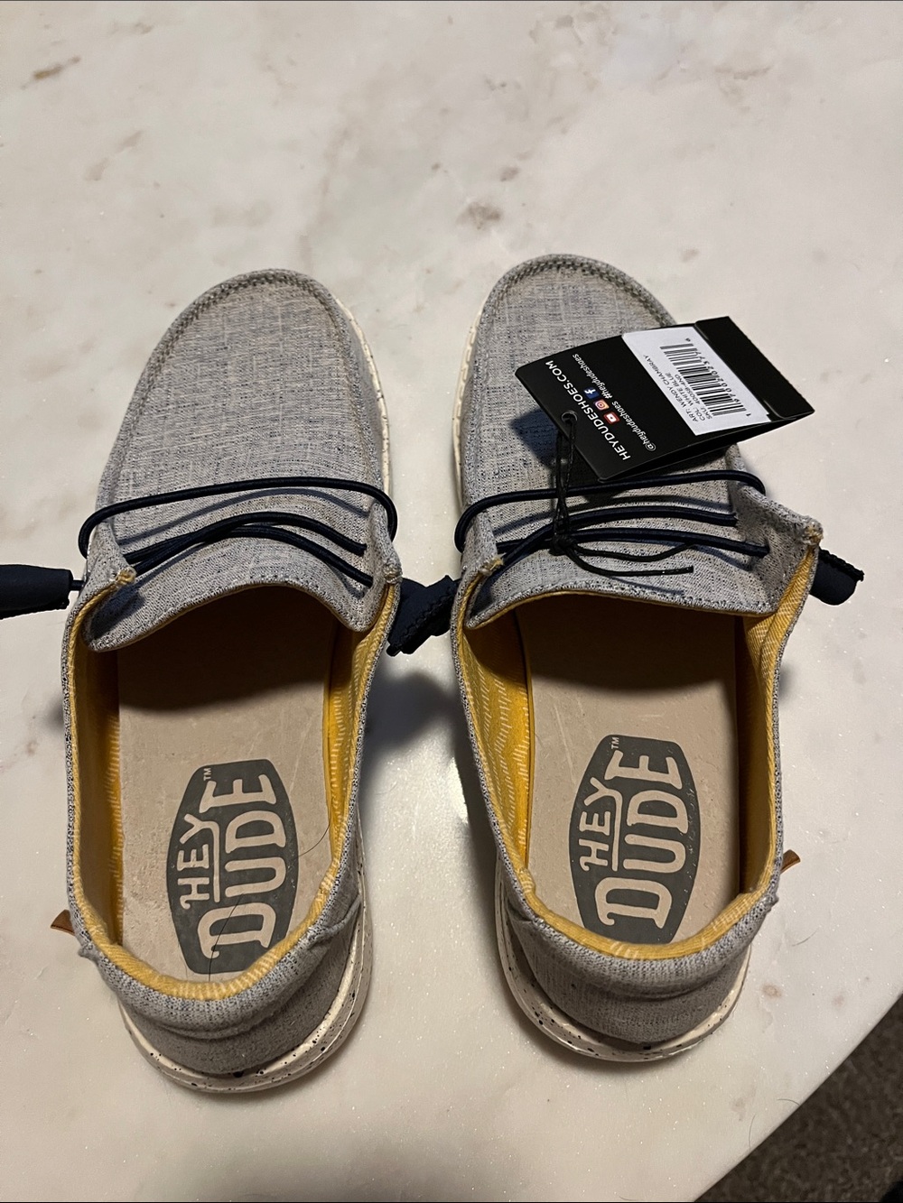 Hey Dude Gray Slip-On Loafers with Yellow Interior